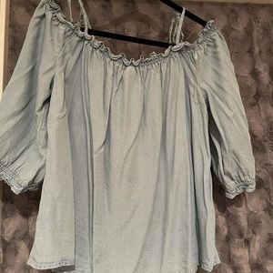 Ana cold shoulder Jean blouse